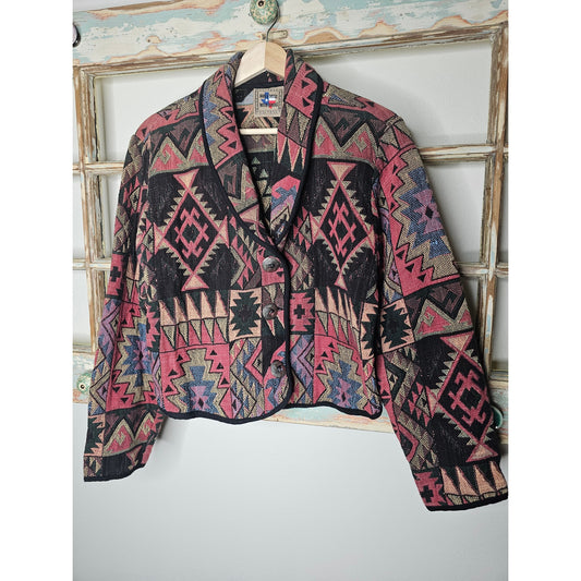 Vintage Southwestern Button Front Tapestry Jacket Ladies size Medium