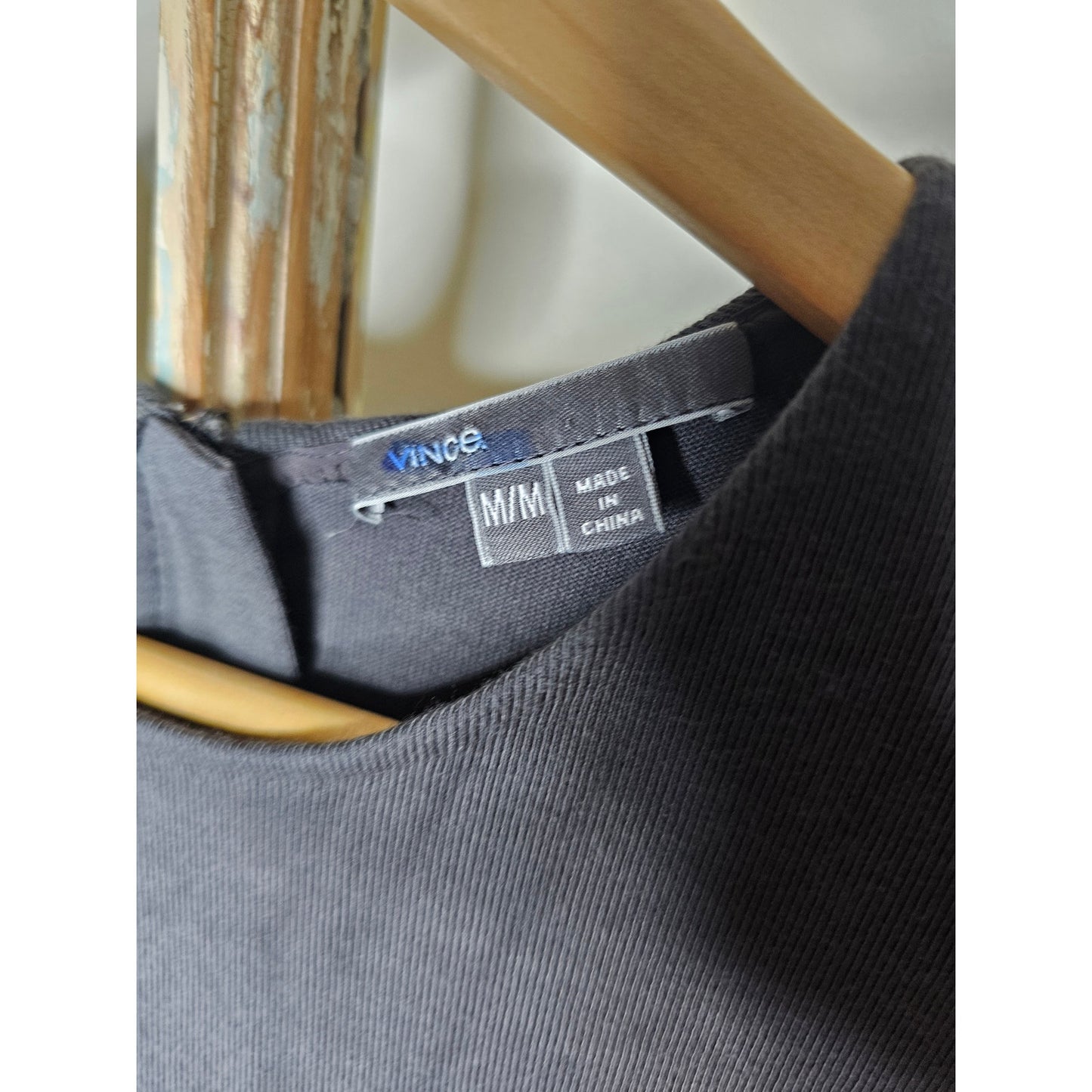 Vince Fine Gray Ribbed V-Neck Sleeveless Midi Dress Size Medium