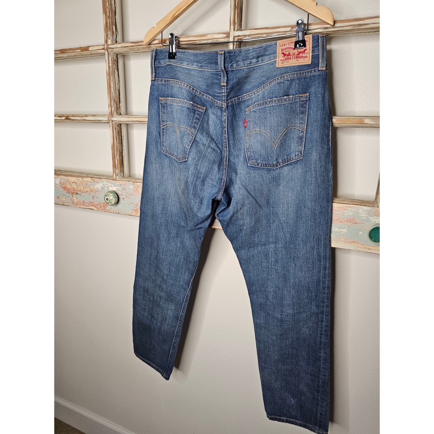Levi's 501 Buttonfly Med Wash Distressed Ladies size 29 Jeans
