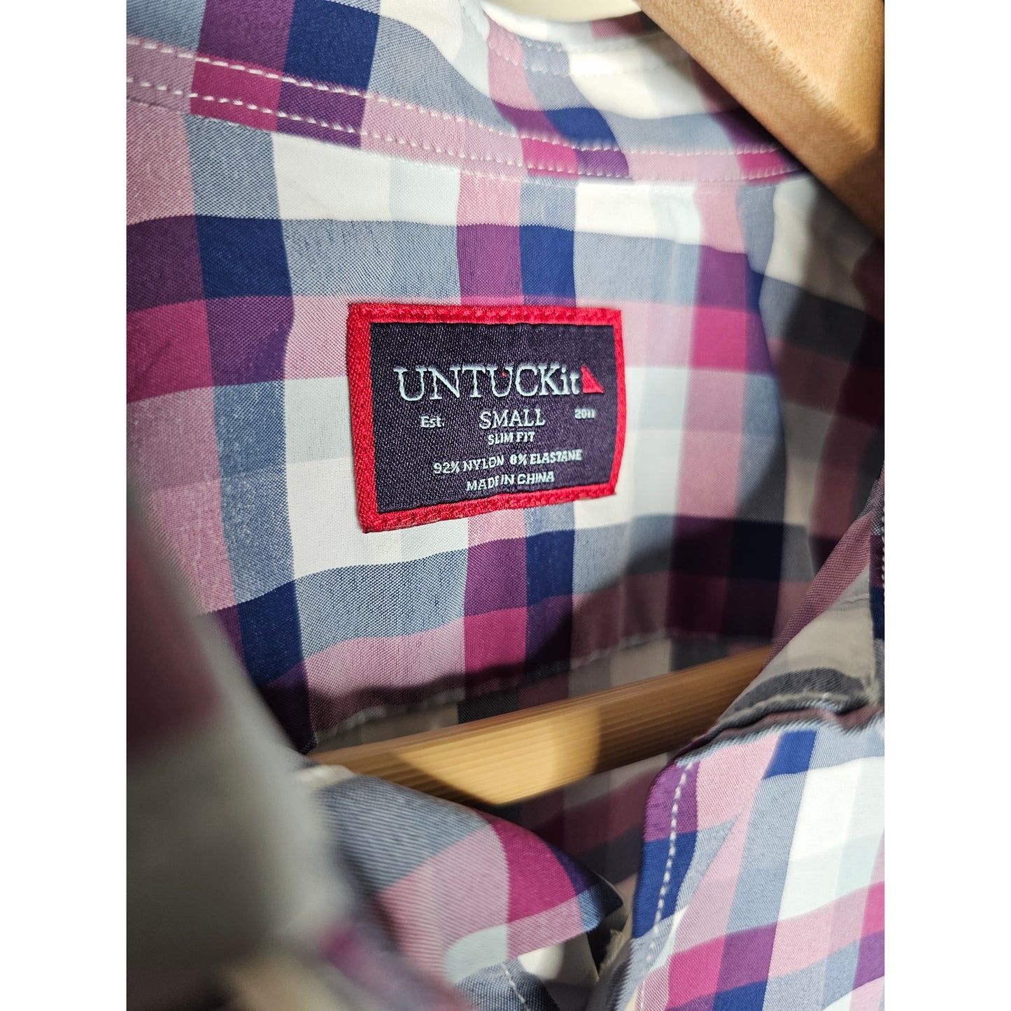 Untuckit Slim Fit Longsleeve Gingham Button Up Men's Size Small