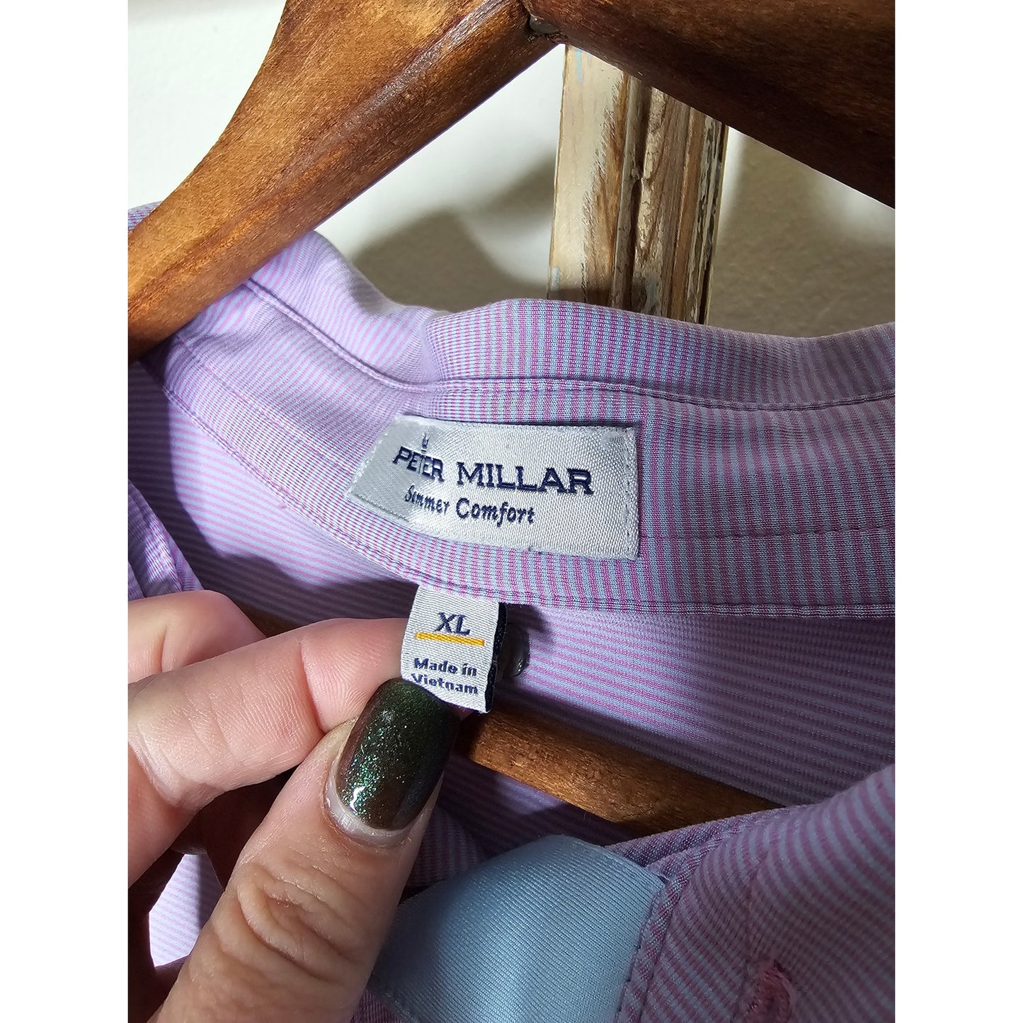 Peter Millar Hales Performance Jersey Polo Summer Comfort pink/blue striped Size XL
