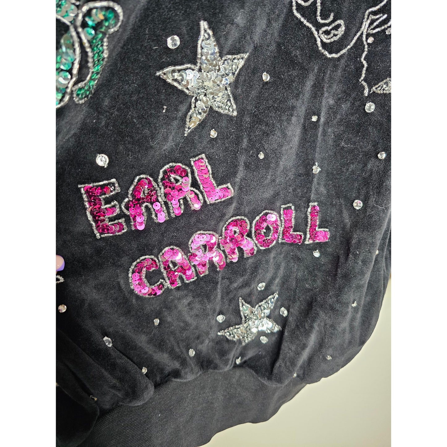 Vintage 80's Velour Sequins Pullover w/  California Night Spots ladies Medium