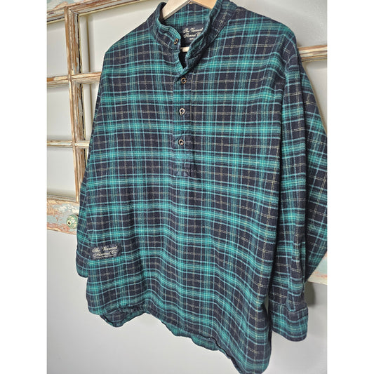 Vermont Flannel Company Black/Turquoise Pullover Long Sleeve Size Small
