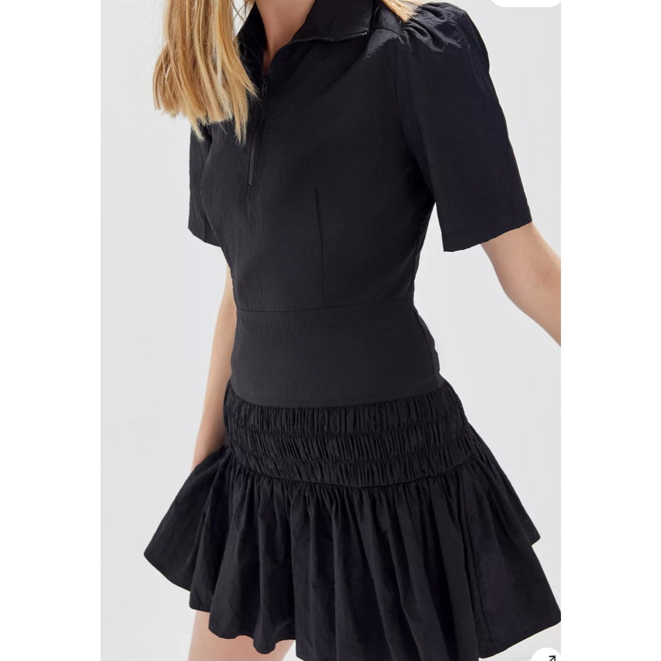 Urban Outfitters Nylon Ruffle Drop Waist Mini Dress Ladies size XS