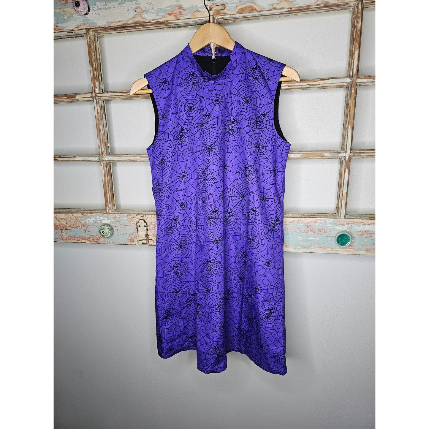 NWT Magnolia Place Purple Black Spiderweb Hallowen Mini Gogo dress size Small