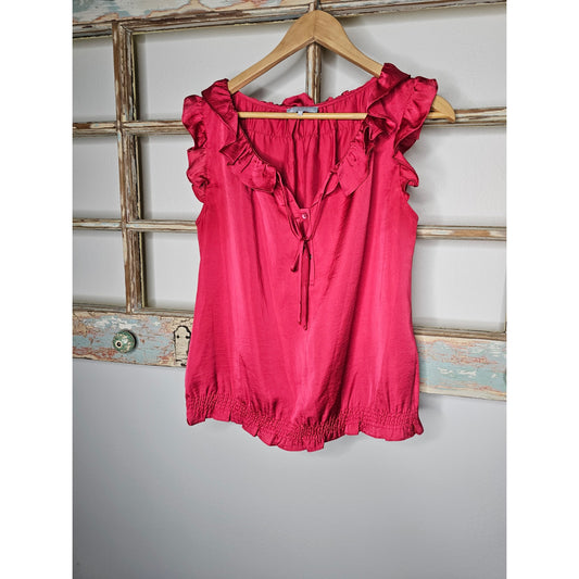 Violet & Claire Red Sleeveless Blouse with Ruffles Ladies size small