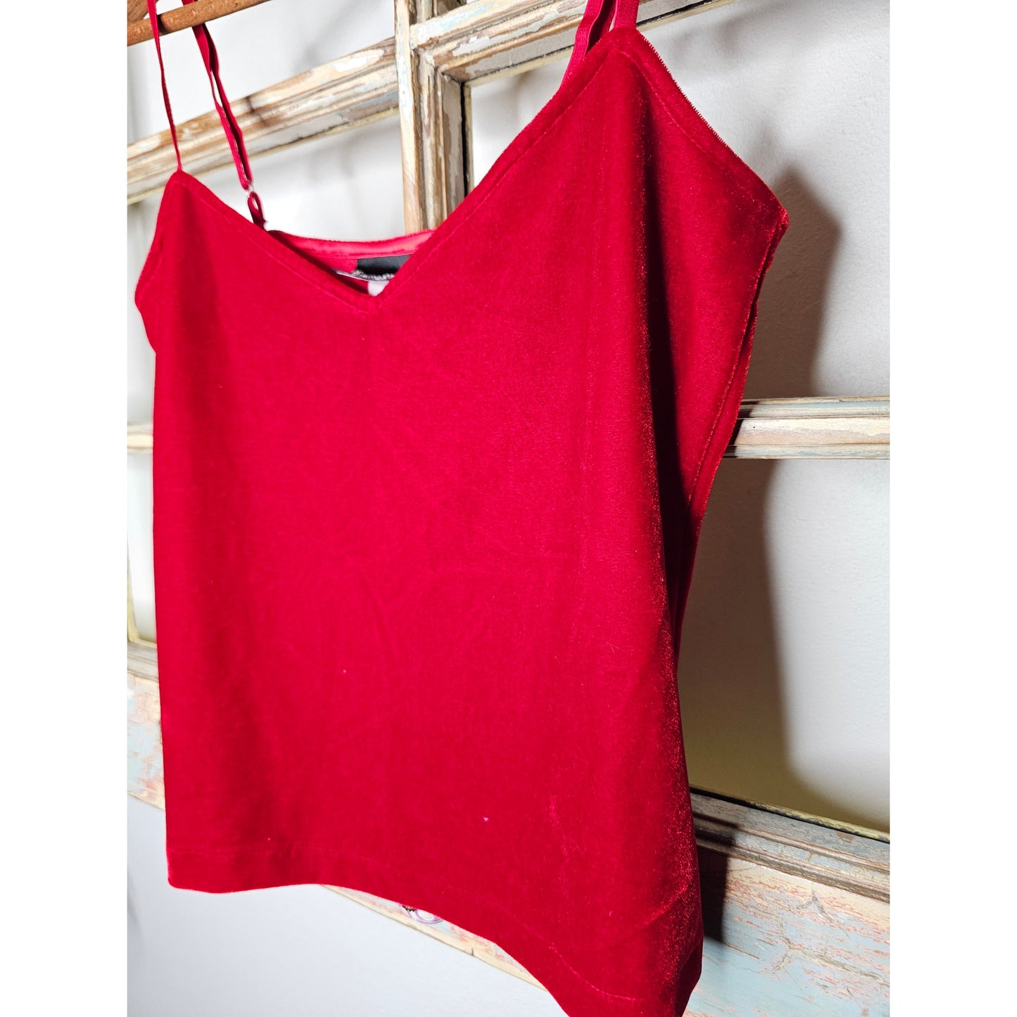 Pajamagram Tank Top Womans Size Small Red Velvet Adjustable straps