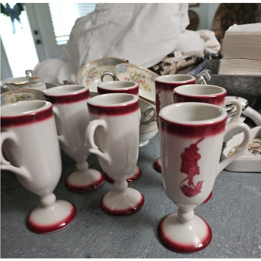 Vintage Sterling China Company Dancing Devil Demitasse 5 cups/ 5 saucers.