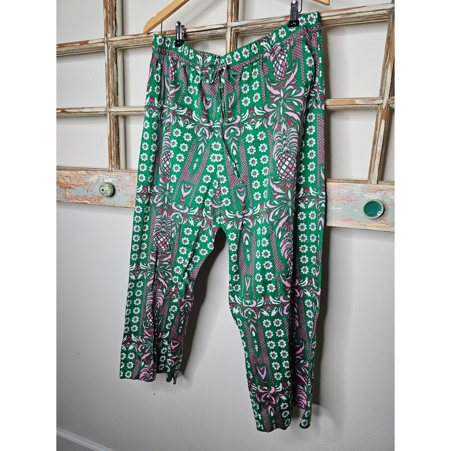 Charter Club Pineapple Green/Pink Preppy Lounge Pants Size XL