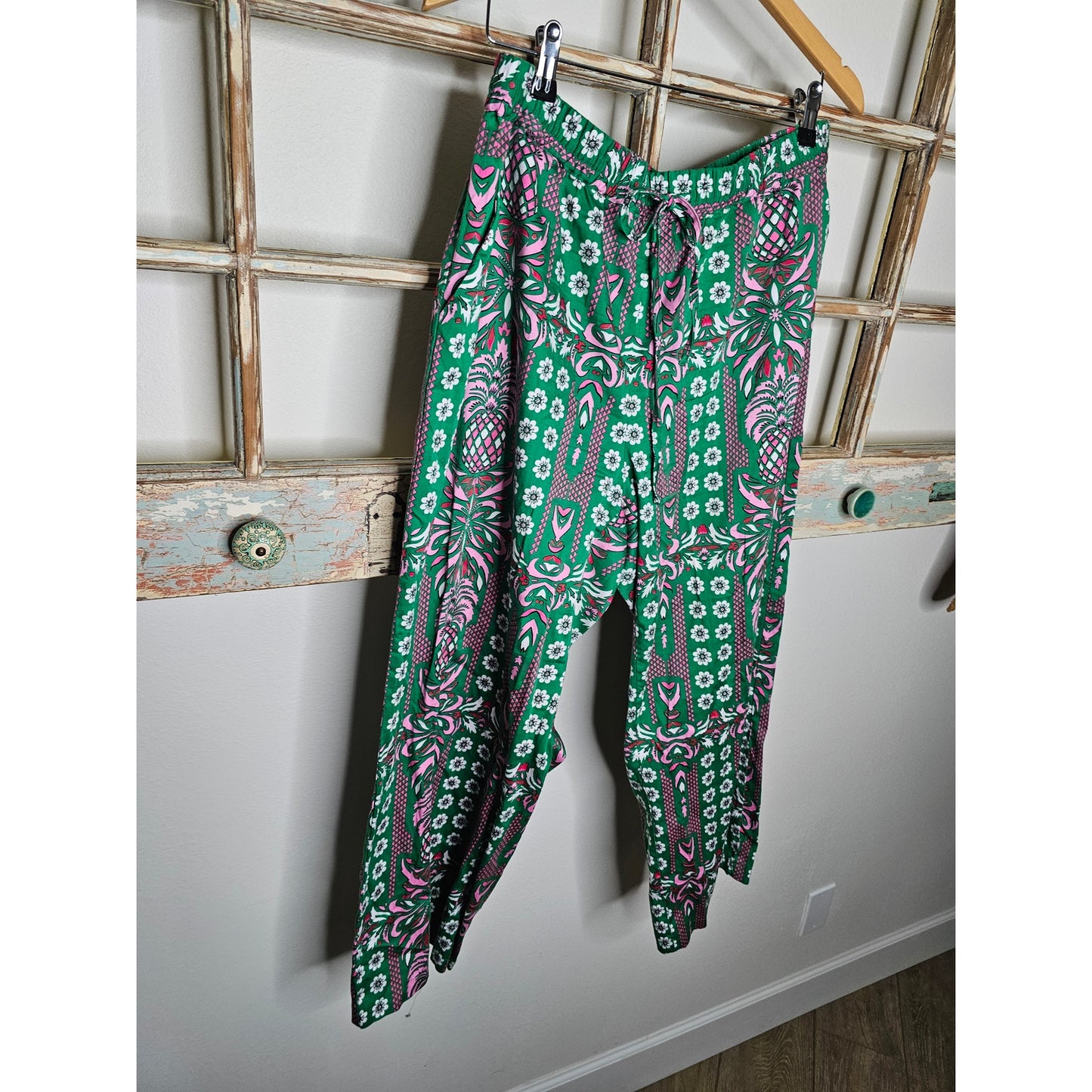 Charter Club Pineapple Green/Pink Preppy Lounge Pants Size XL