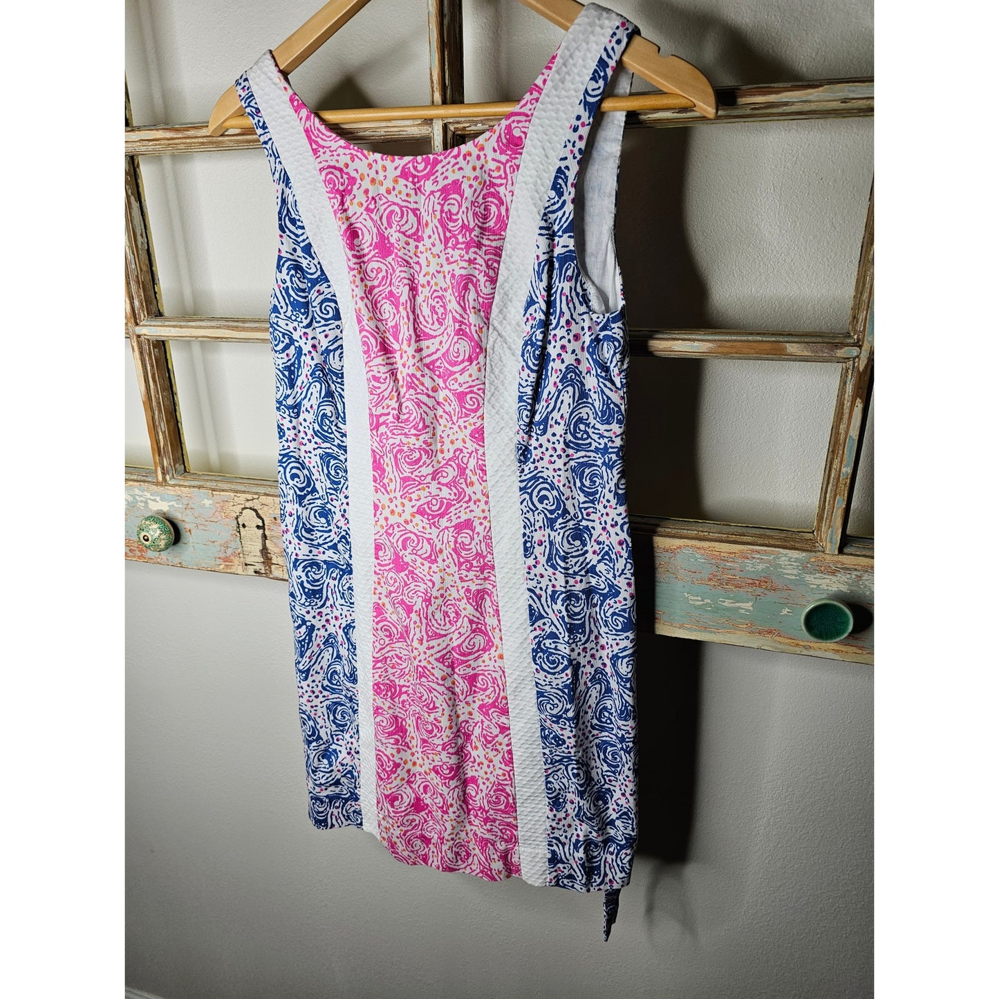 Lilly Pulitzer Starfish Pink, Blue & White Shift Dress Ladies Size 2
