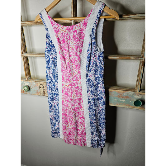 Lilly Pulitzer Starfish Pink, Blue & White Shift Dress Ladies Size 2