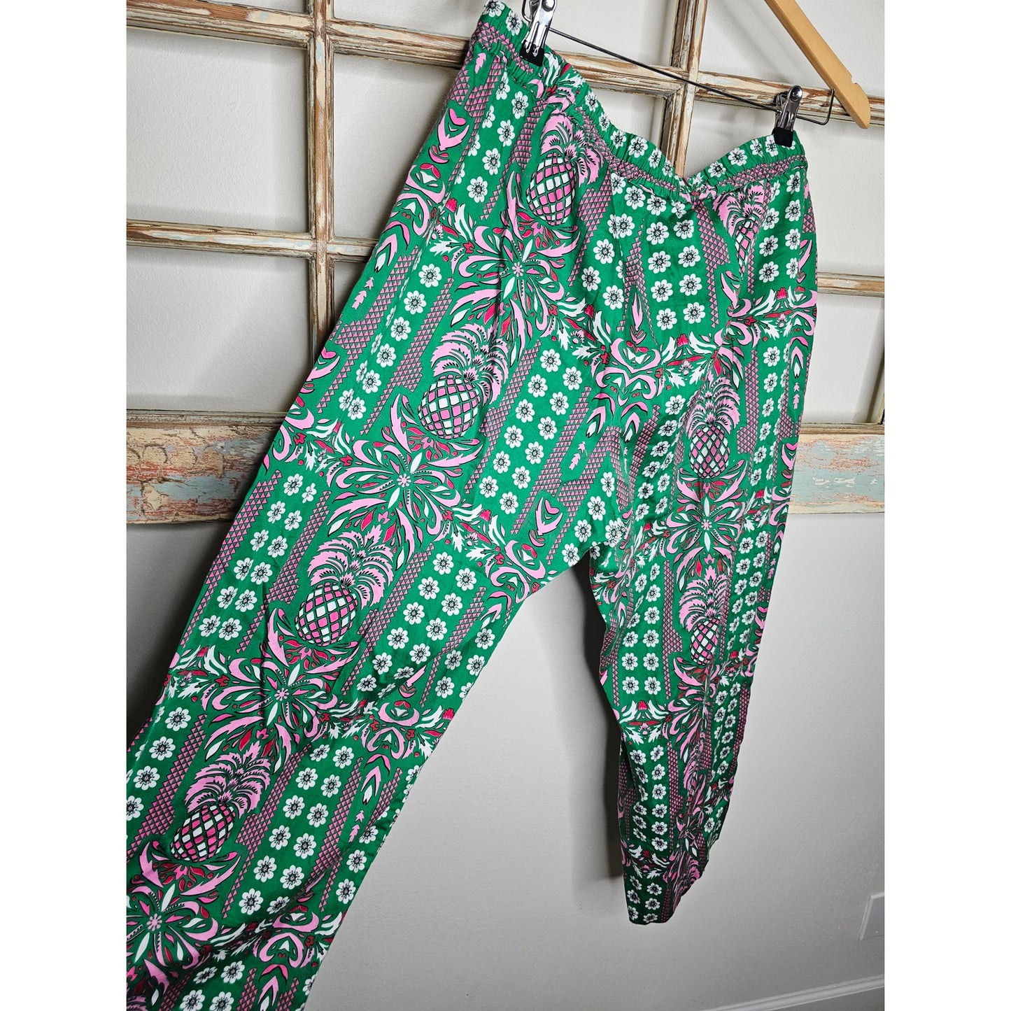 Charter Club Pineapple Green/Pink Preppy Lounge Pants Size XL