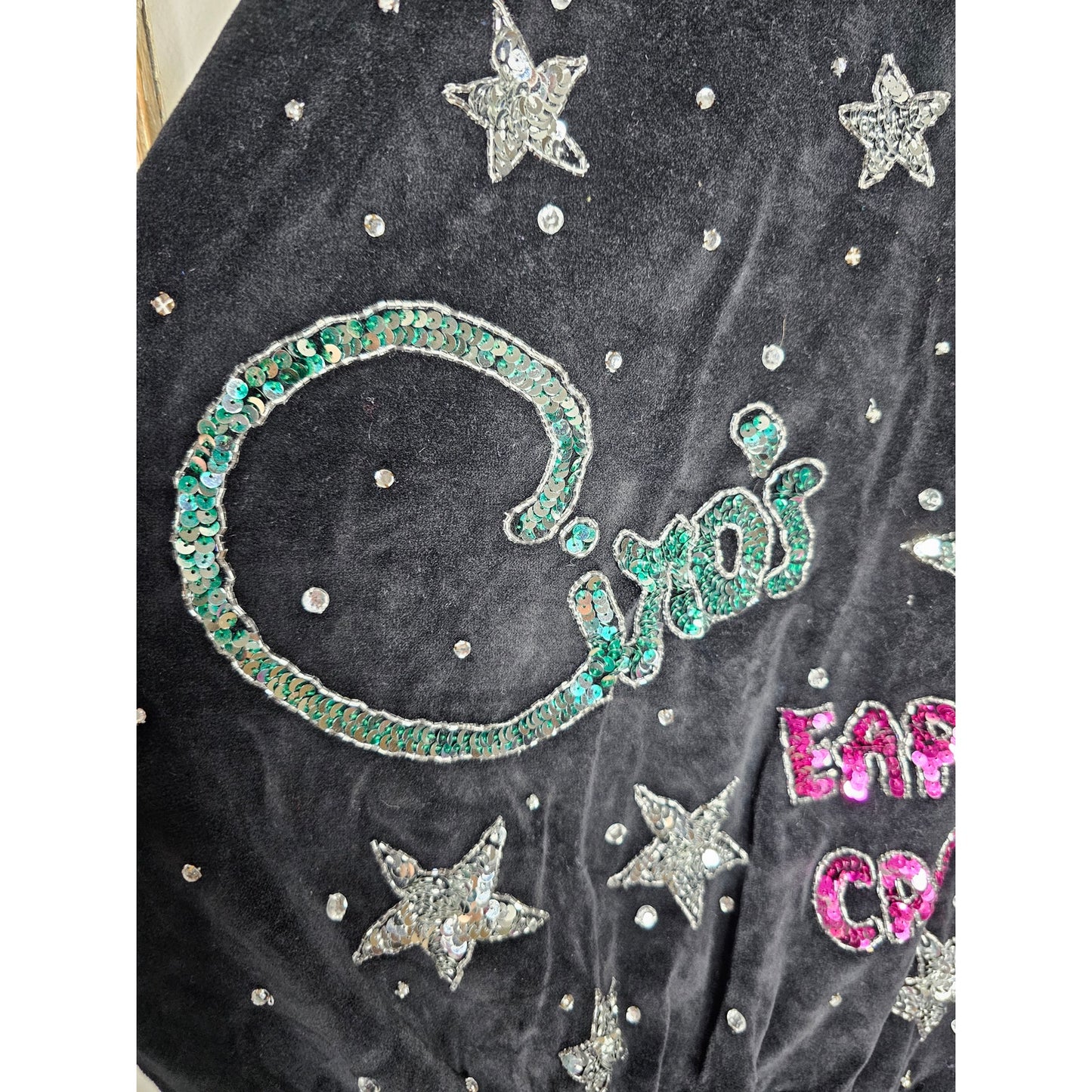 Vintage 80's Velour Sequins Pullover w/  California Night Spots ladies Medium