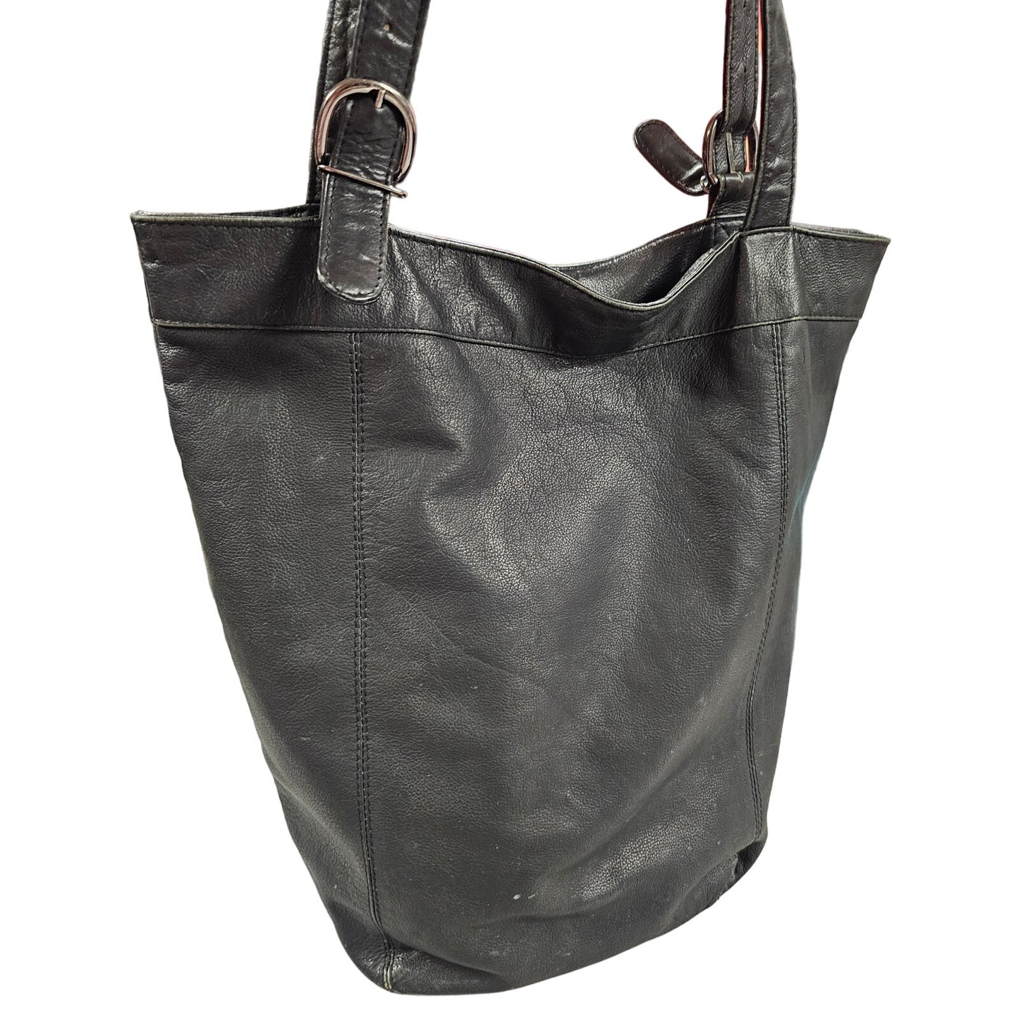 Black Leather Boho Shoulder Bag School/laptop/ Student/ Business