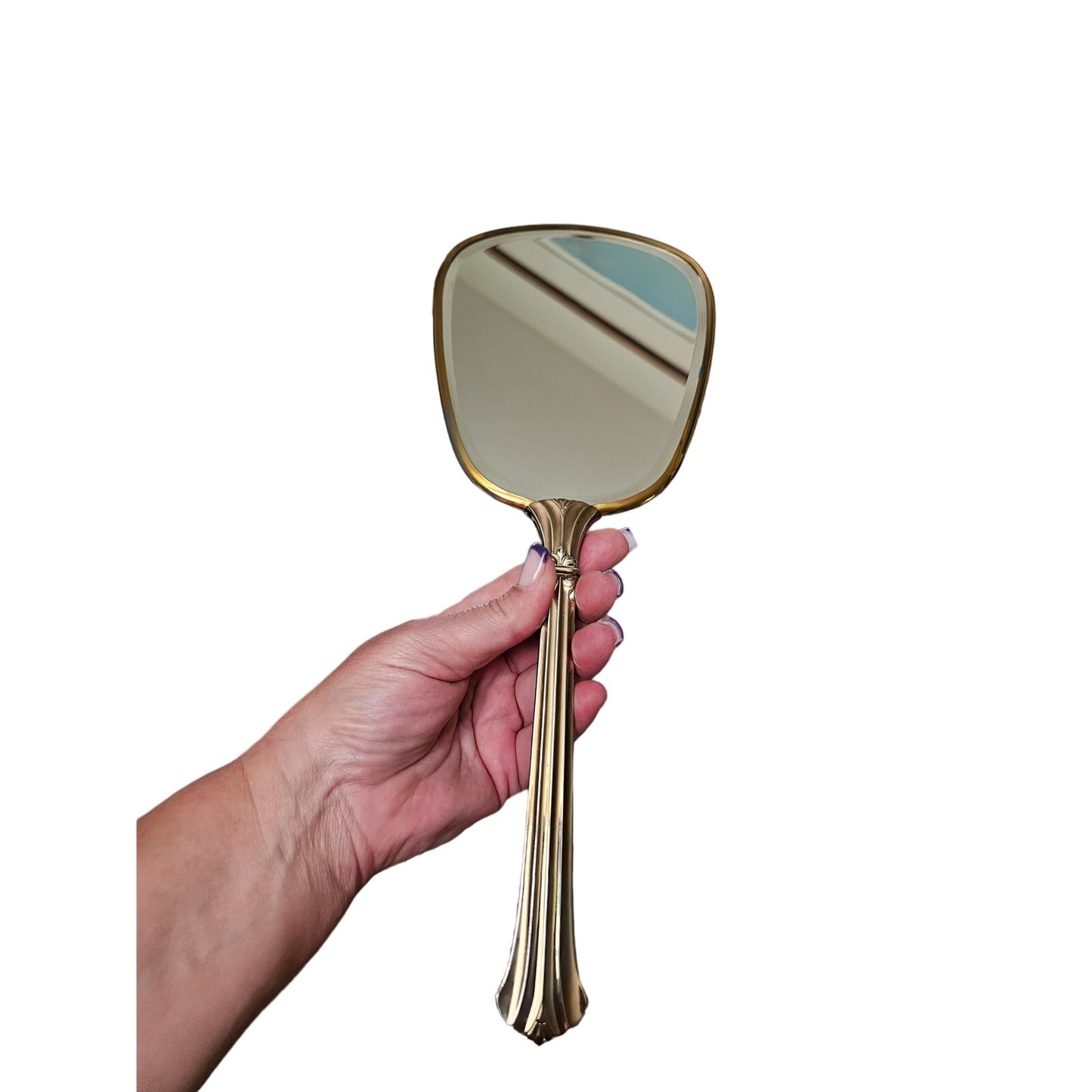 Vintage 60's Matching Mirror, Brush & Comb Vanity Set Gold & Silver