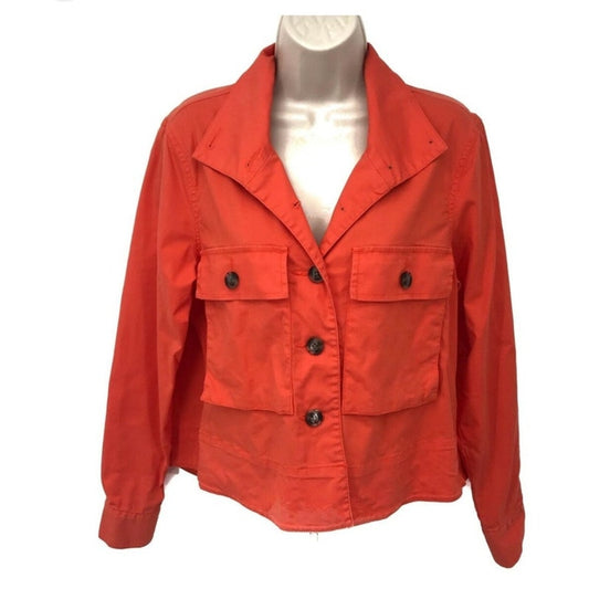 Cabi Orange/Red Swing Utility High/Low  Jacket Ladies size Medium