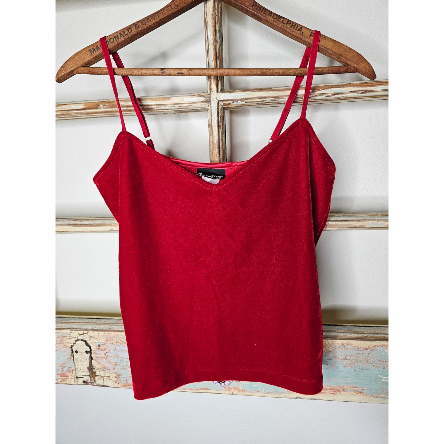 Pajamagram Tank Top Womans Size Small Red Velvet Adjustable straps
