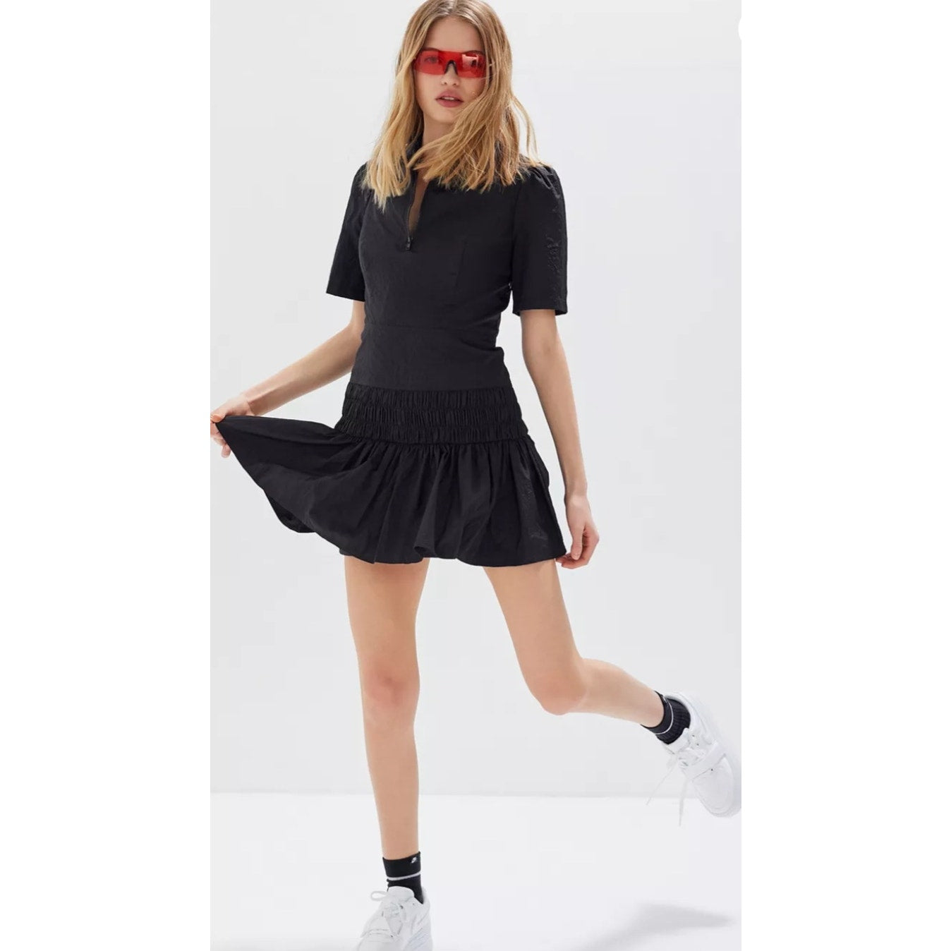 Urban Outfitters Nylon Ruffle Drop Waist Mini Dress Ladies size XS