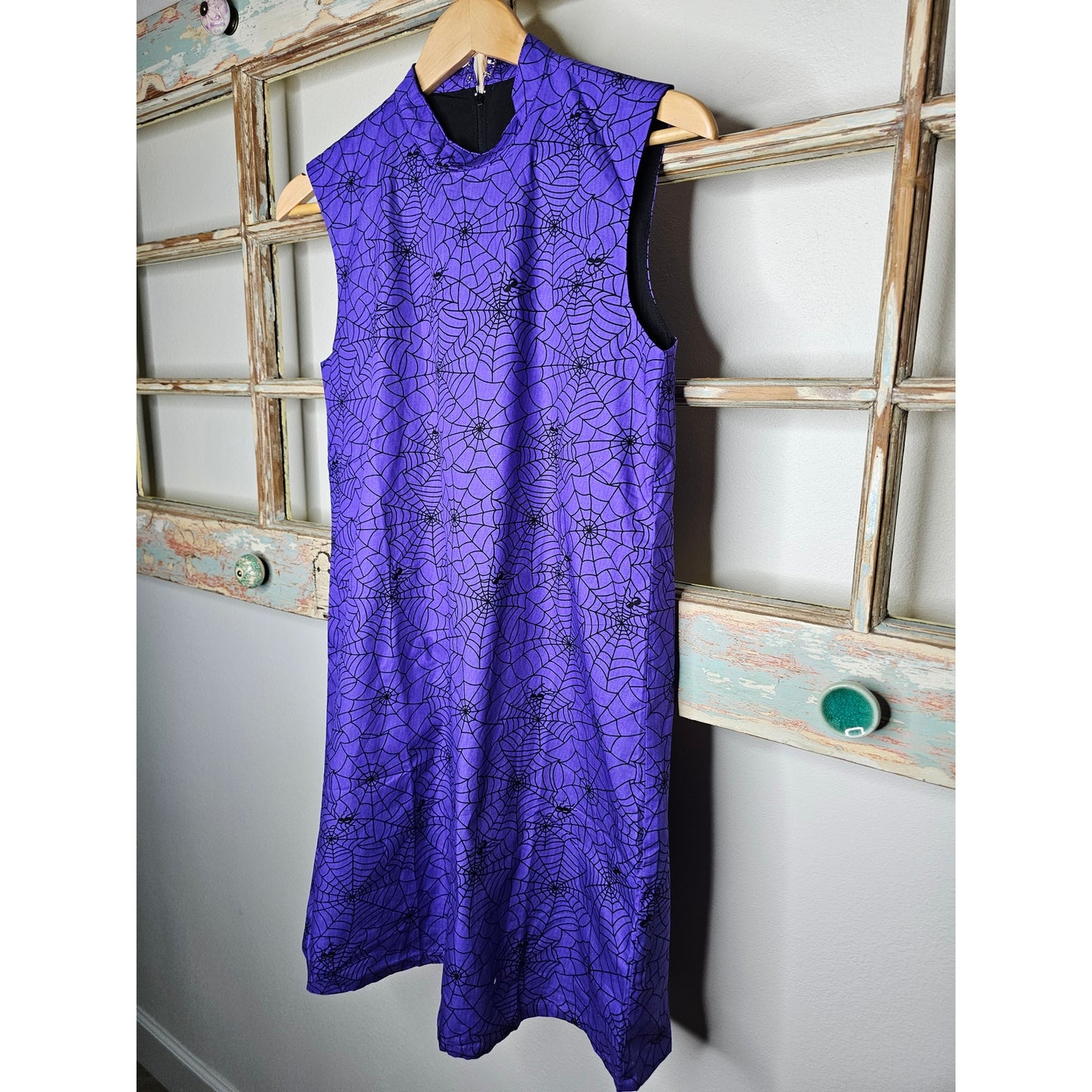 NWT Magnolia Place Purple Black Spiderweb Hallowen Mini Gogo dress size Small