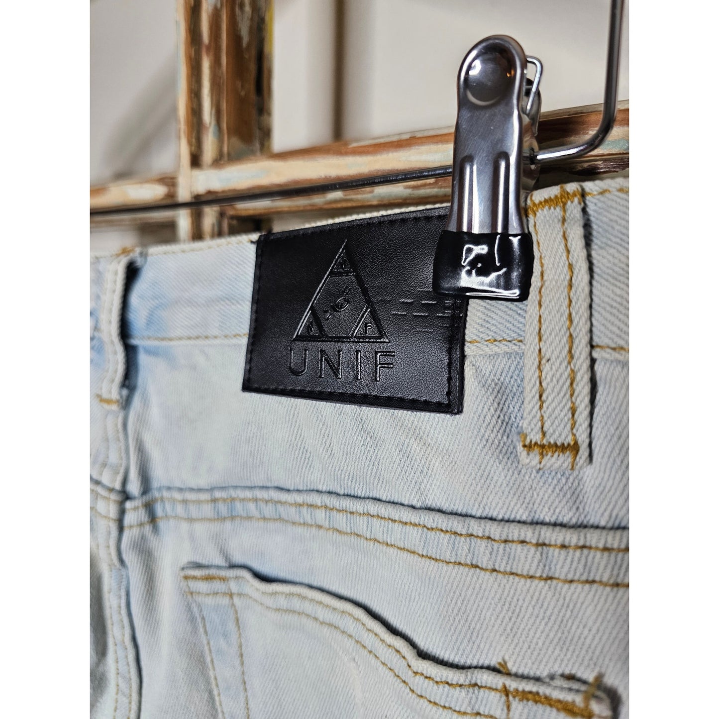 UNIF Light Wash Raw Hem Distressed Jean Denim Ladies size 29