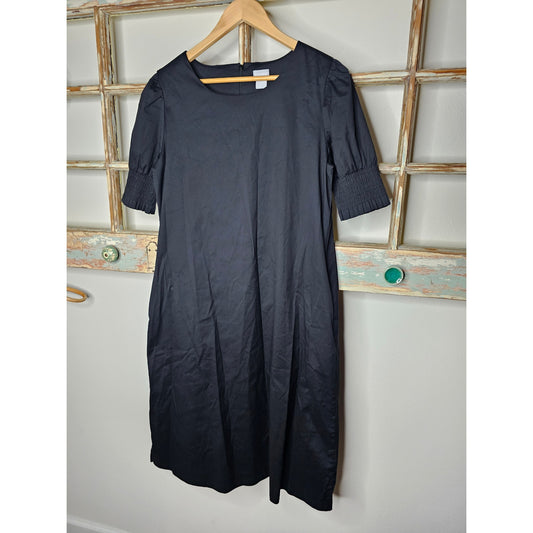 Chico's Black Short Sleeve Cotton Dress with Puff Sleeves size 1 / US size 8