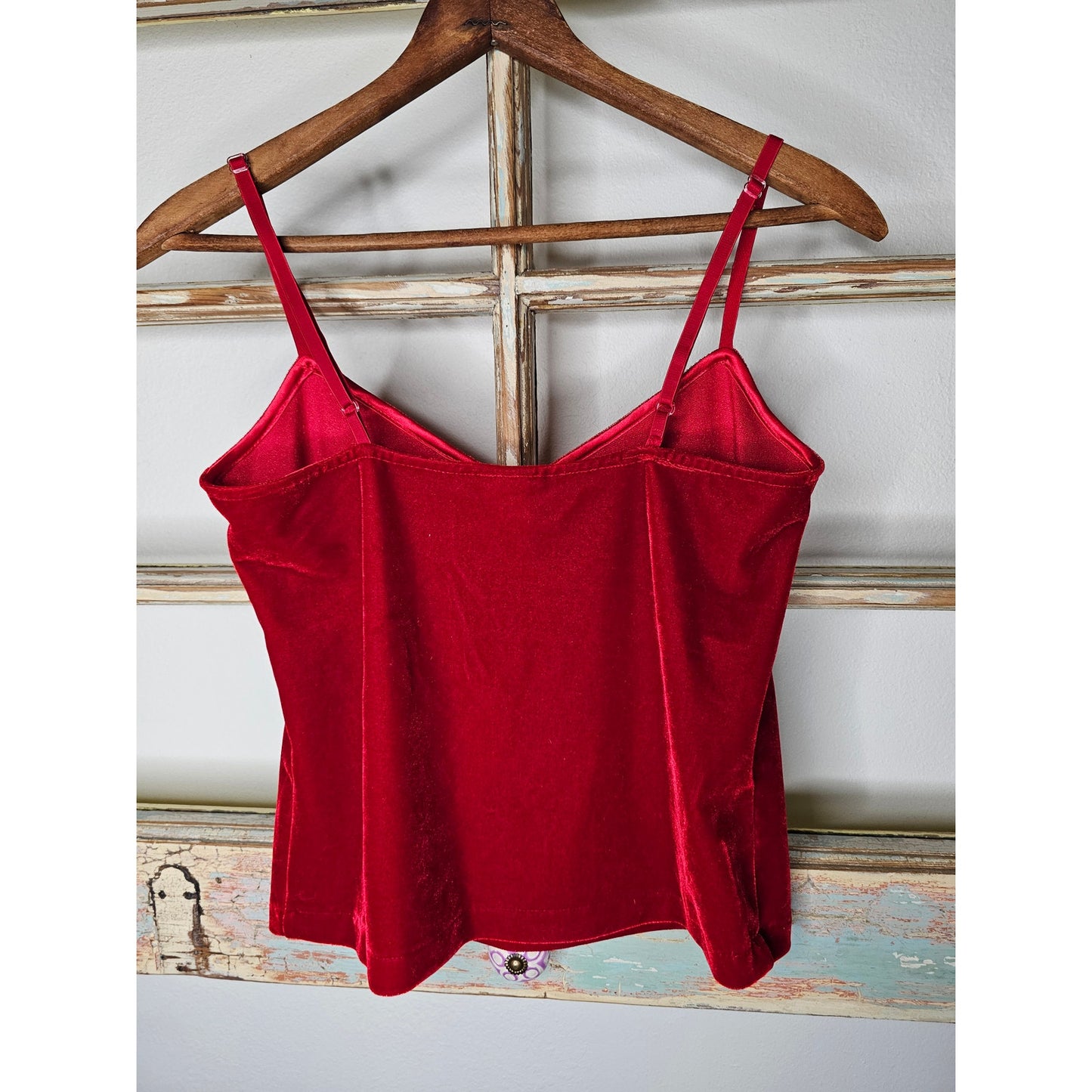 Pajamagram Tank Top Womans Size Small Red Velvet Adjustable straps