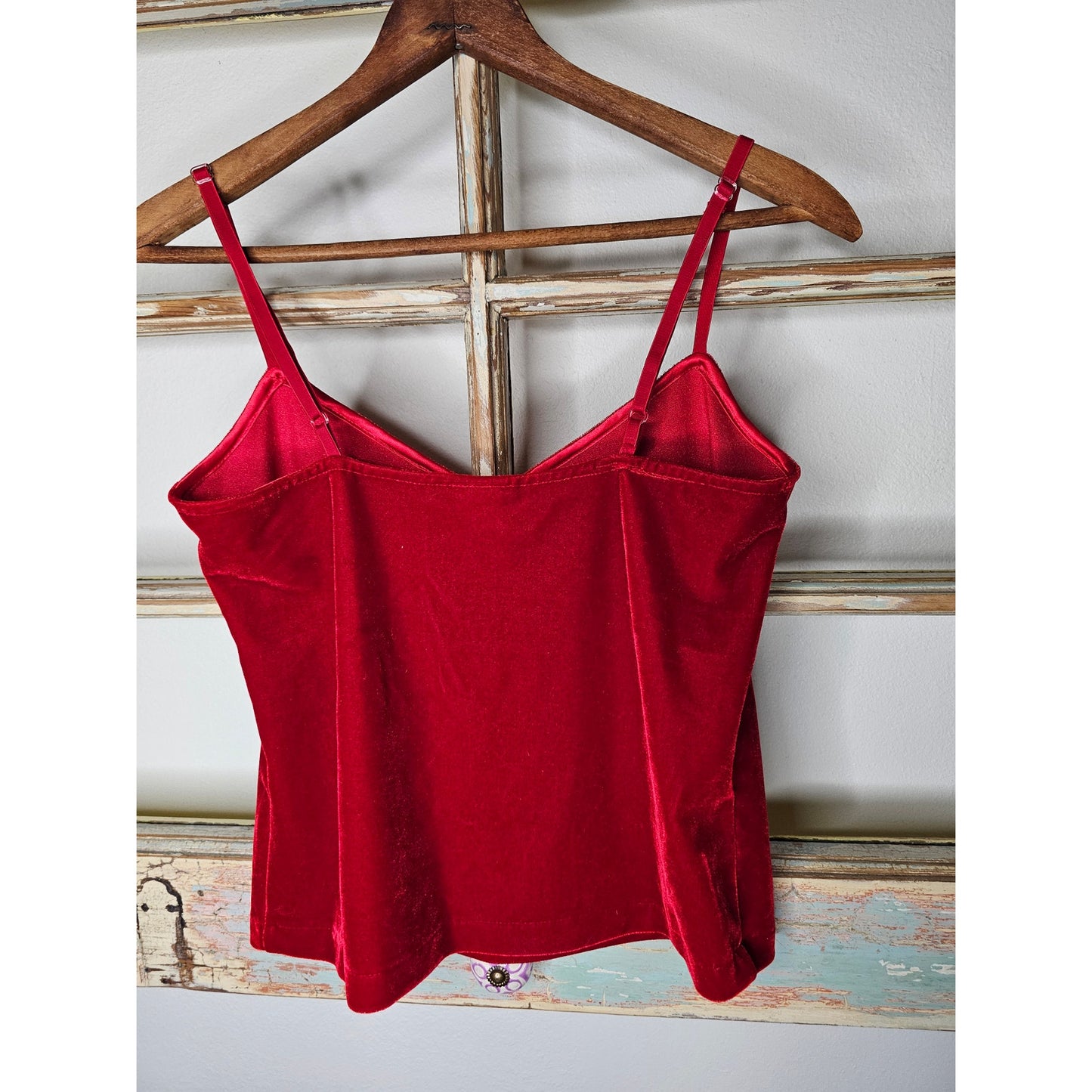 Pajamagram Tank Top Womans Size Small Red Velvet Adjustable straps