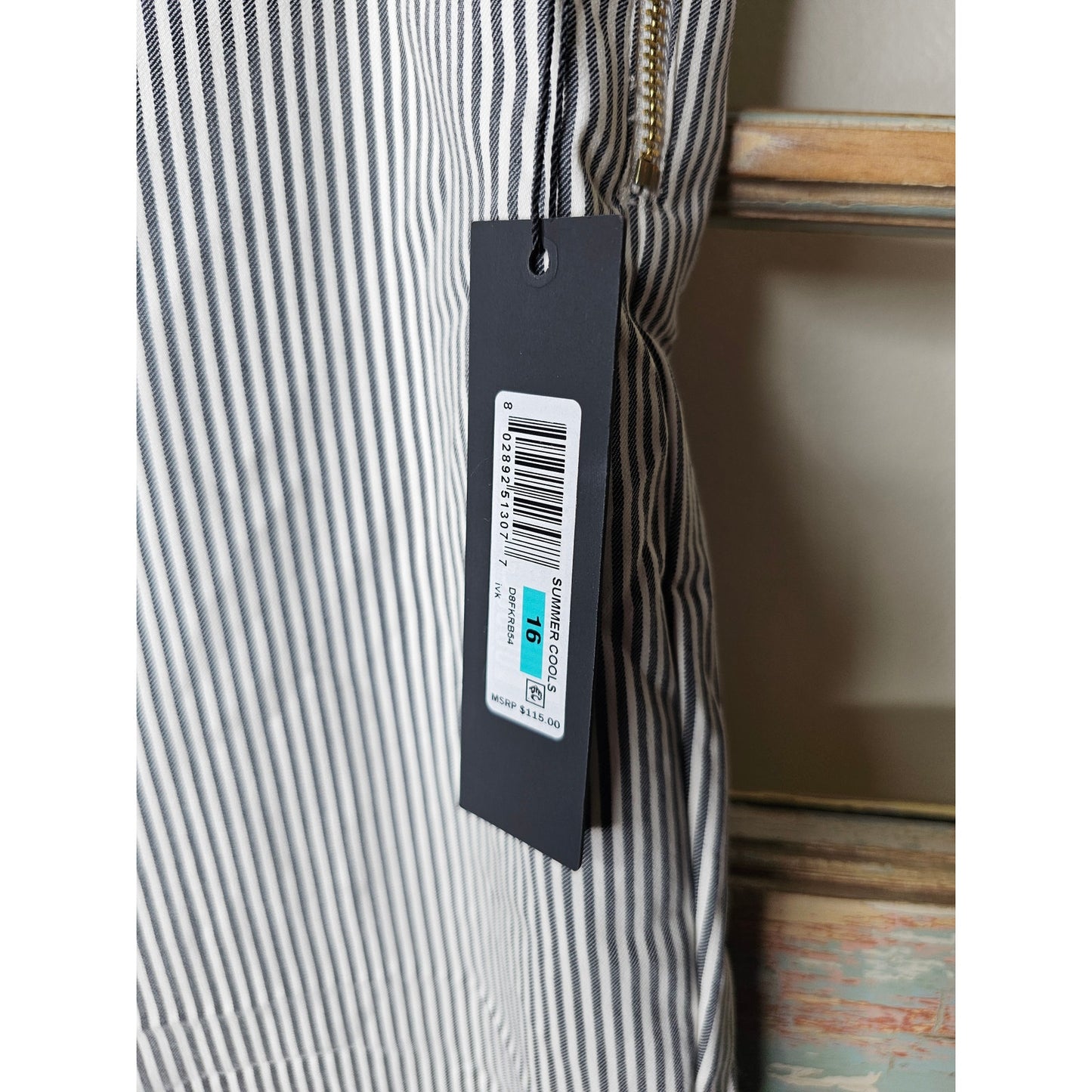 NWT Donna Karan New York Grey/White Stripe Cropped Ladies size 16