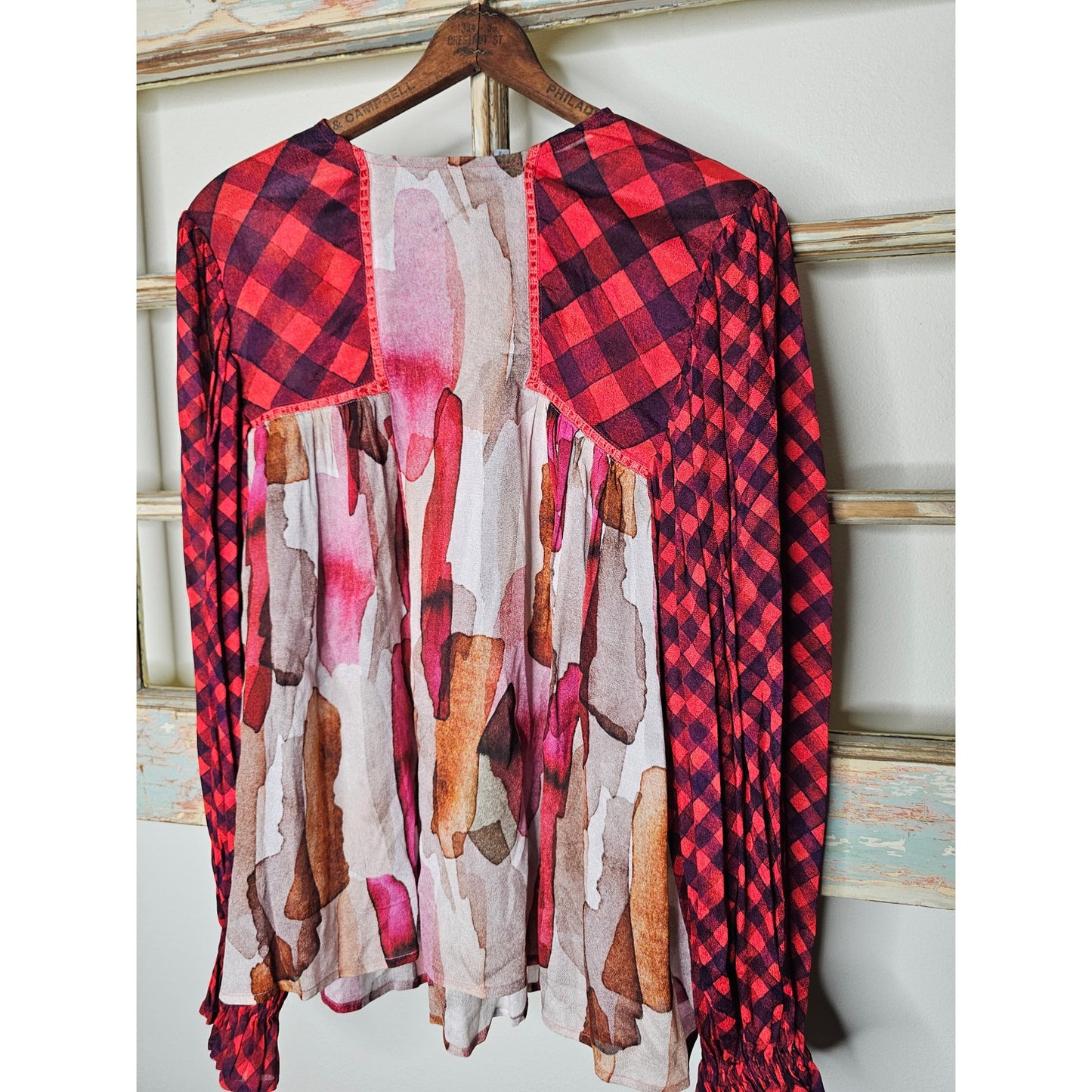 Bl-nk Miranda Peasant Blouse Semi Sheer Balloon Sleeves with frill cuff size Xsmall