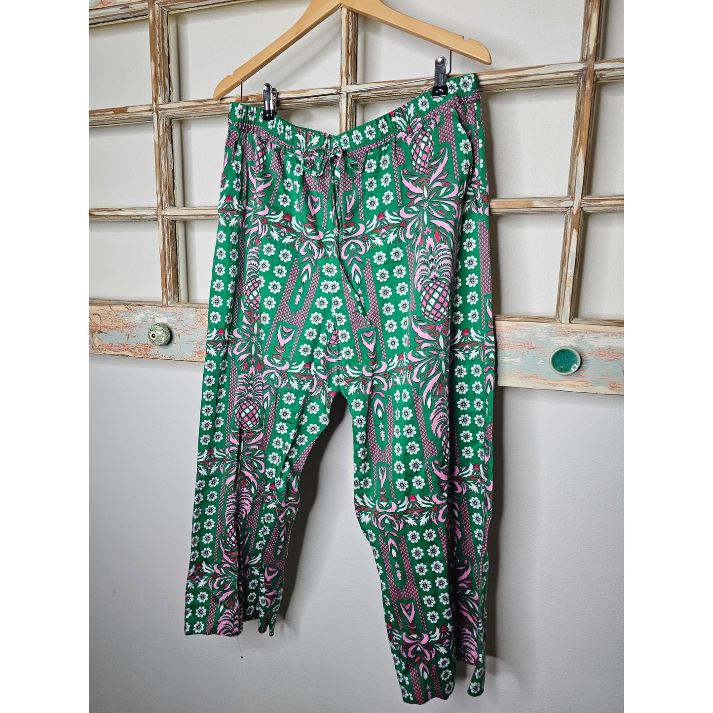 Charter Club Pineapple Green/Pink Preppy Lounge Pants Size XL