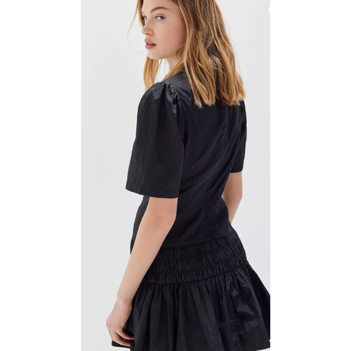 Urban Outfitters Nylon Ruffle Drop Waist Mini Dress Ladies size XS