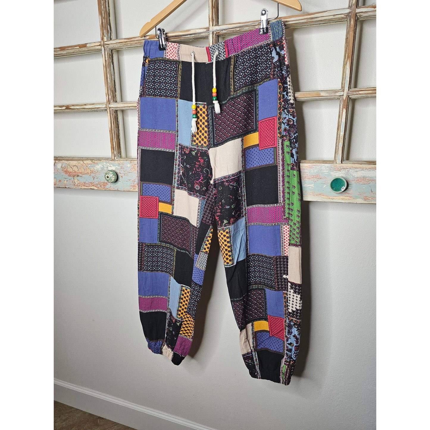 Boho Patchwork Drawstring Jogger Style Pants Ladies size XL