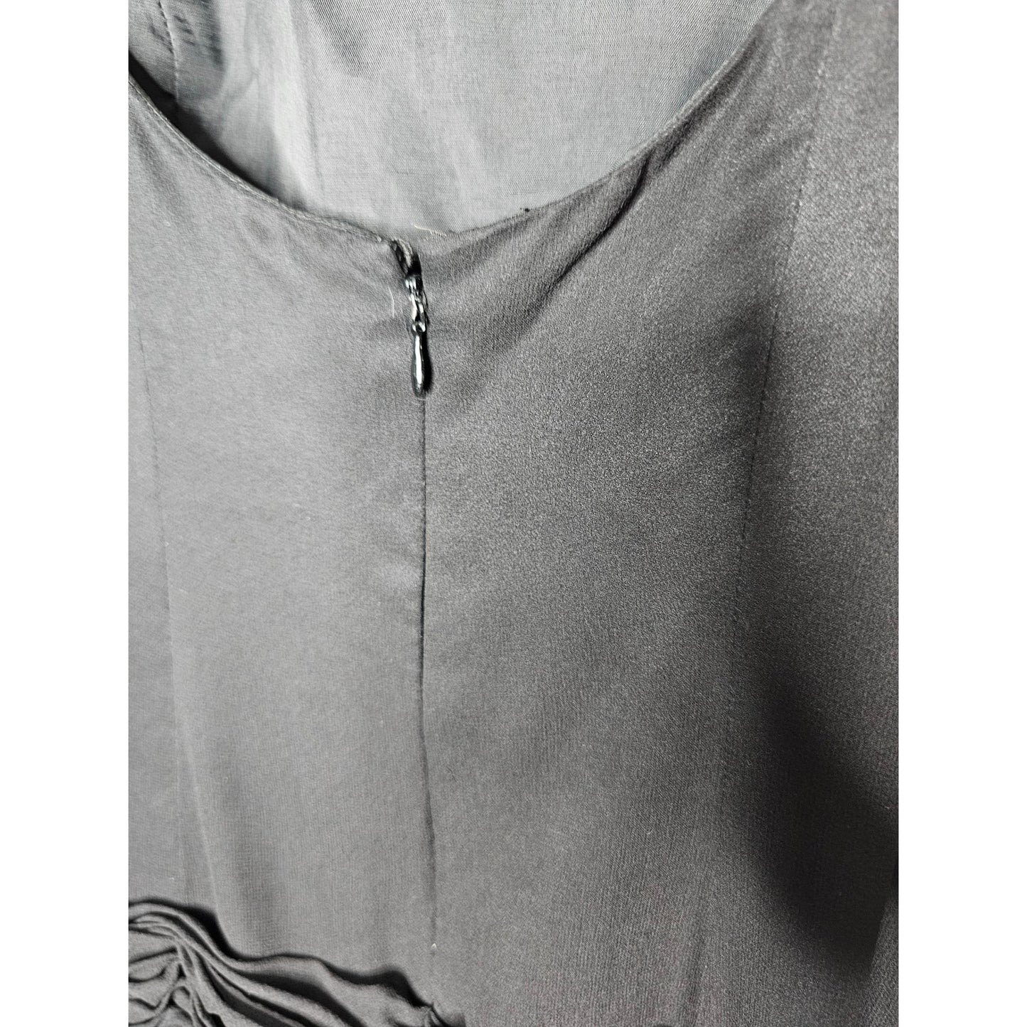 Vintage 100% Silk lined Sleeveless tiered Midi Dress w/ Swag waist size 8