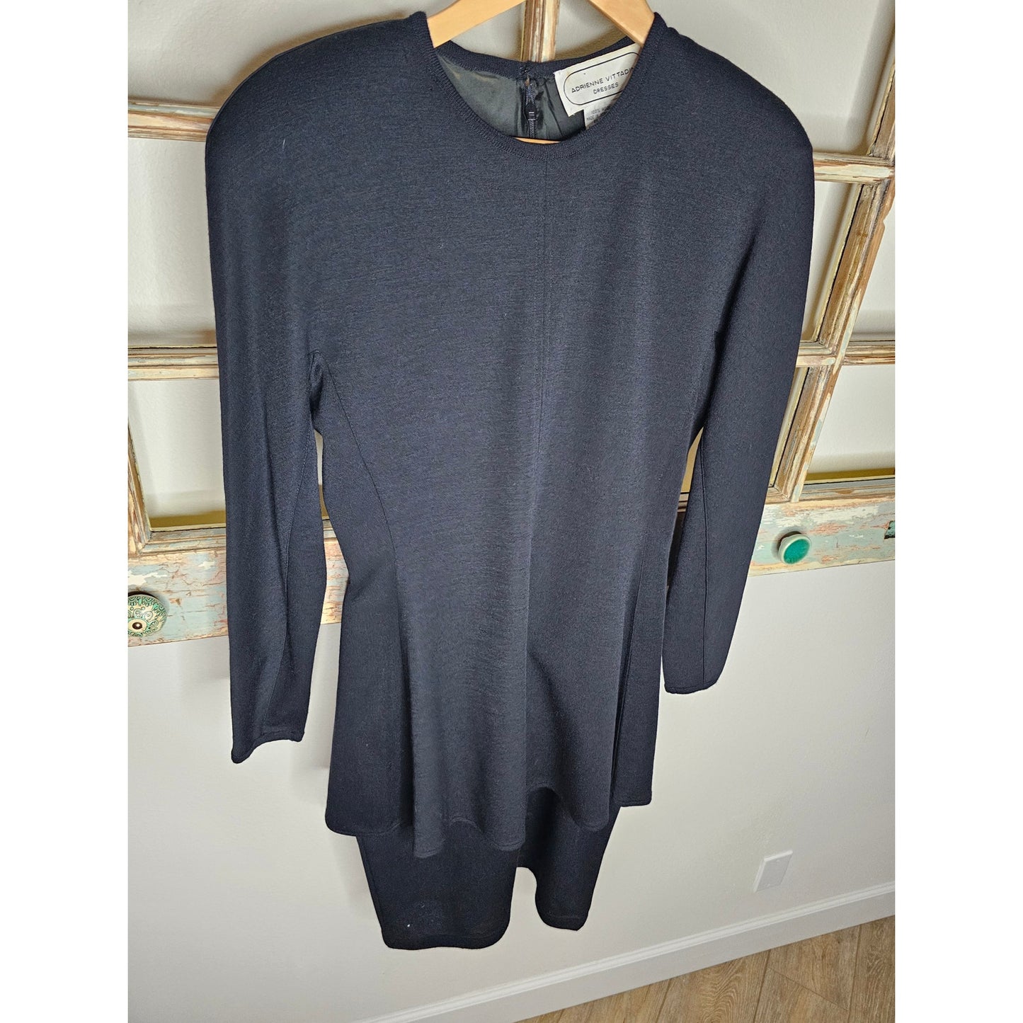 Vintage Adrienne Vittadini Black Wool Dress Ladies size Small