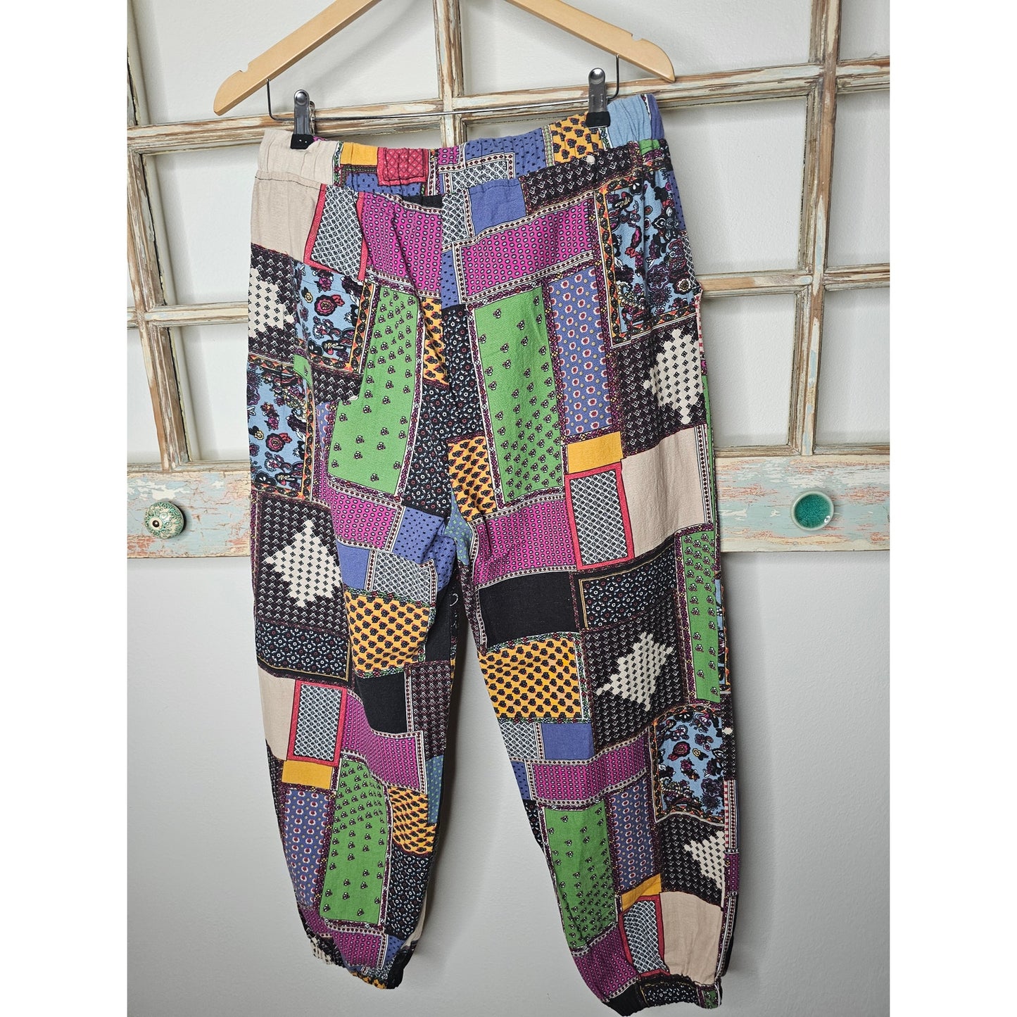 Boho Patchwork Drawstring Jogger Style Pants Ladies size XL