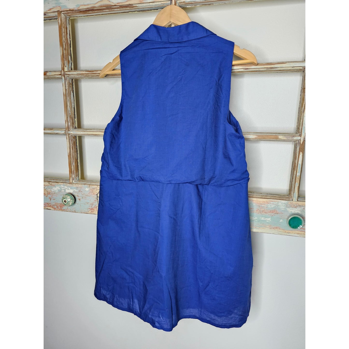 Zara Womens Sleeveless Collared Pullover Dress Pockets Blue Size Small