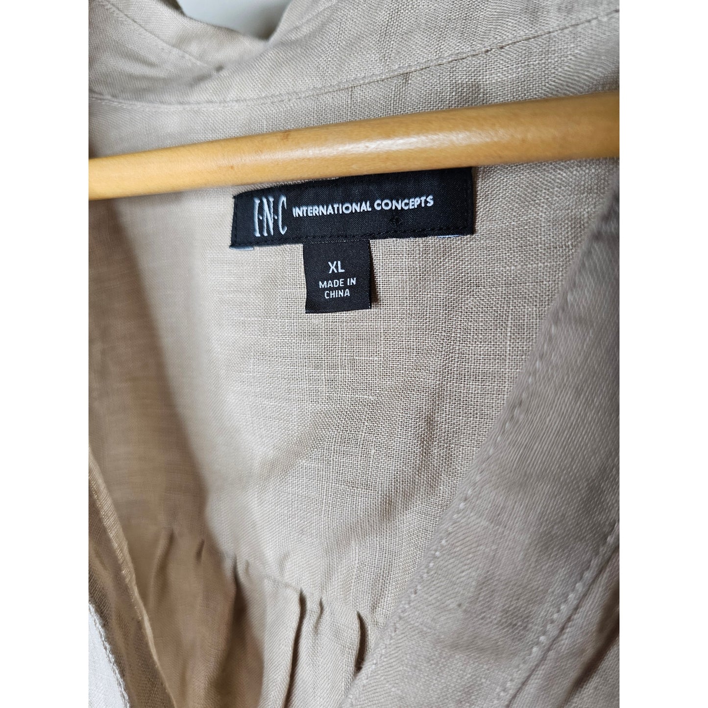 Linen INC Tan 3/4 Sleeve Twisted front At Waist  Ladies Size XL