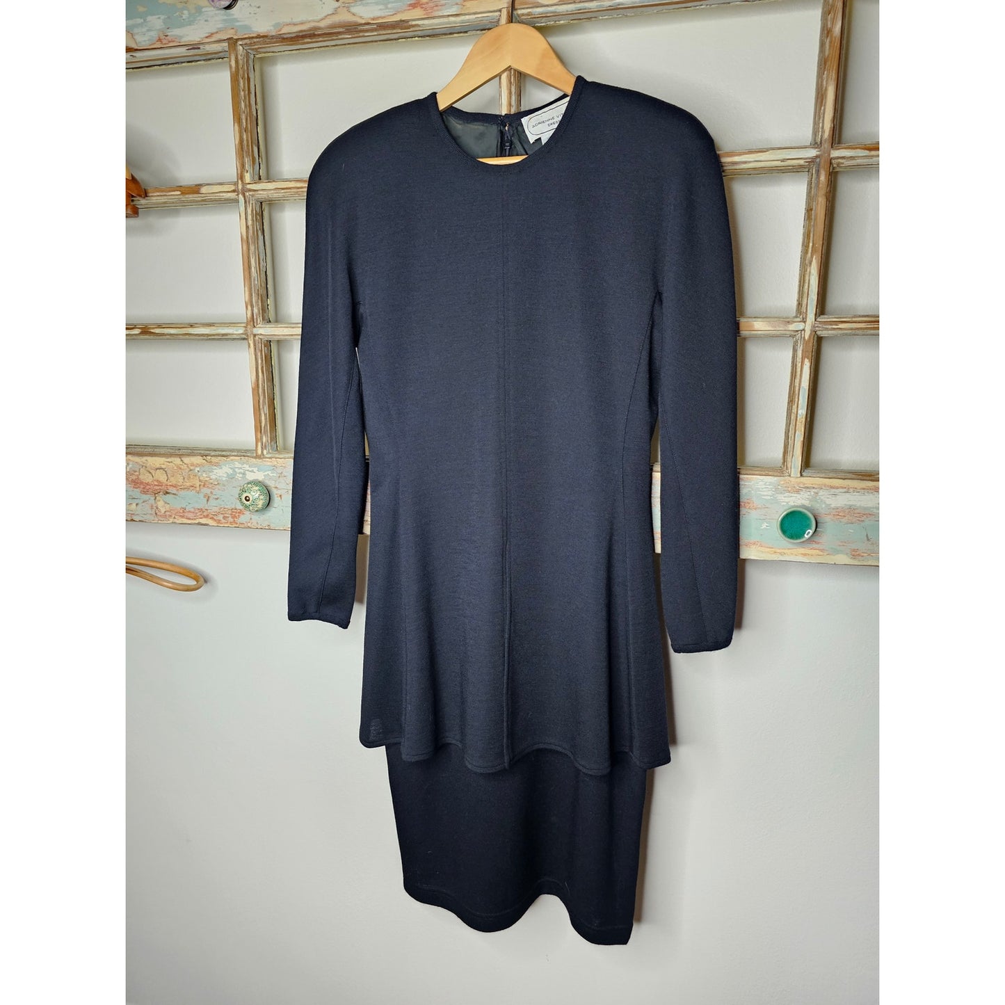 Vintage Adrienne Vittadini Black Wool Dress Ladies size Small