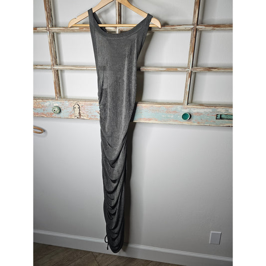 Acoa Ladies Grey Slinky Midi Dress with Cinch Sides size Medium