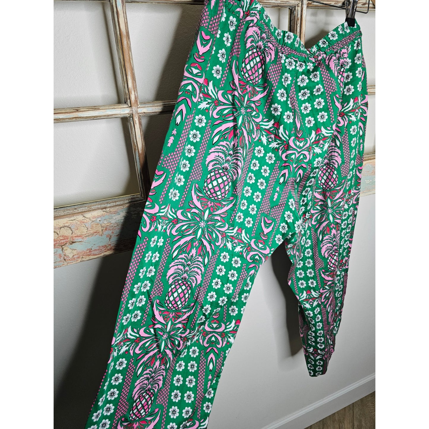 Charter Club Pineapple Green/Pink Preppy Lounge Pants Size XL