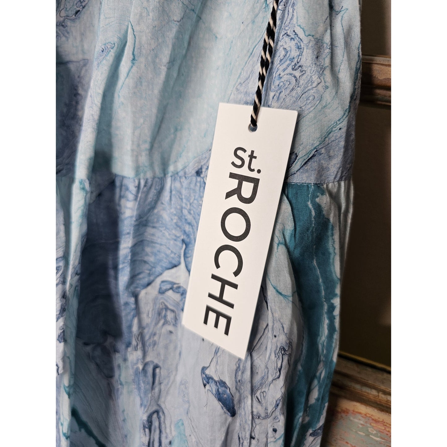 NWT St. Roche Selma Skirt Marbled Ocean in Blue Maxi Skirt Size Small