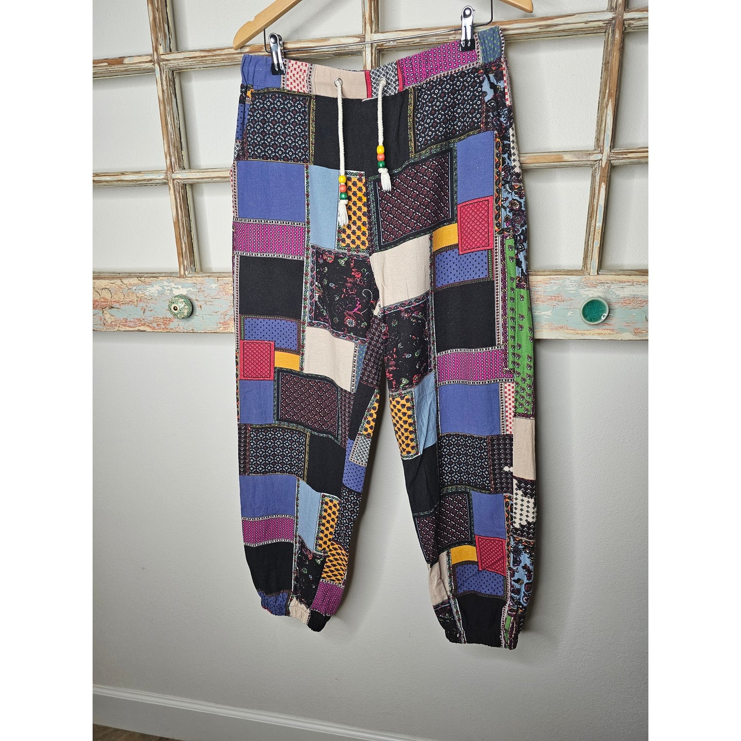 Boho Patchwork Drawstring Jogger Style Pants Ladies size XL