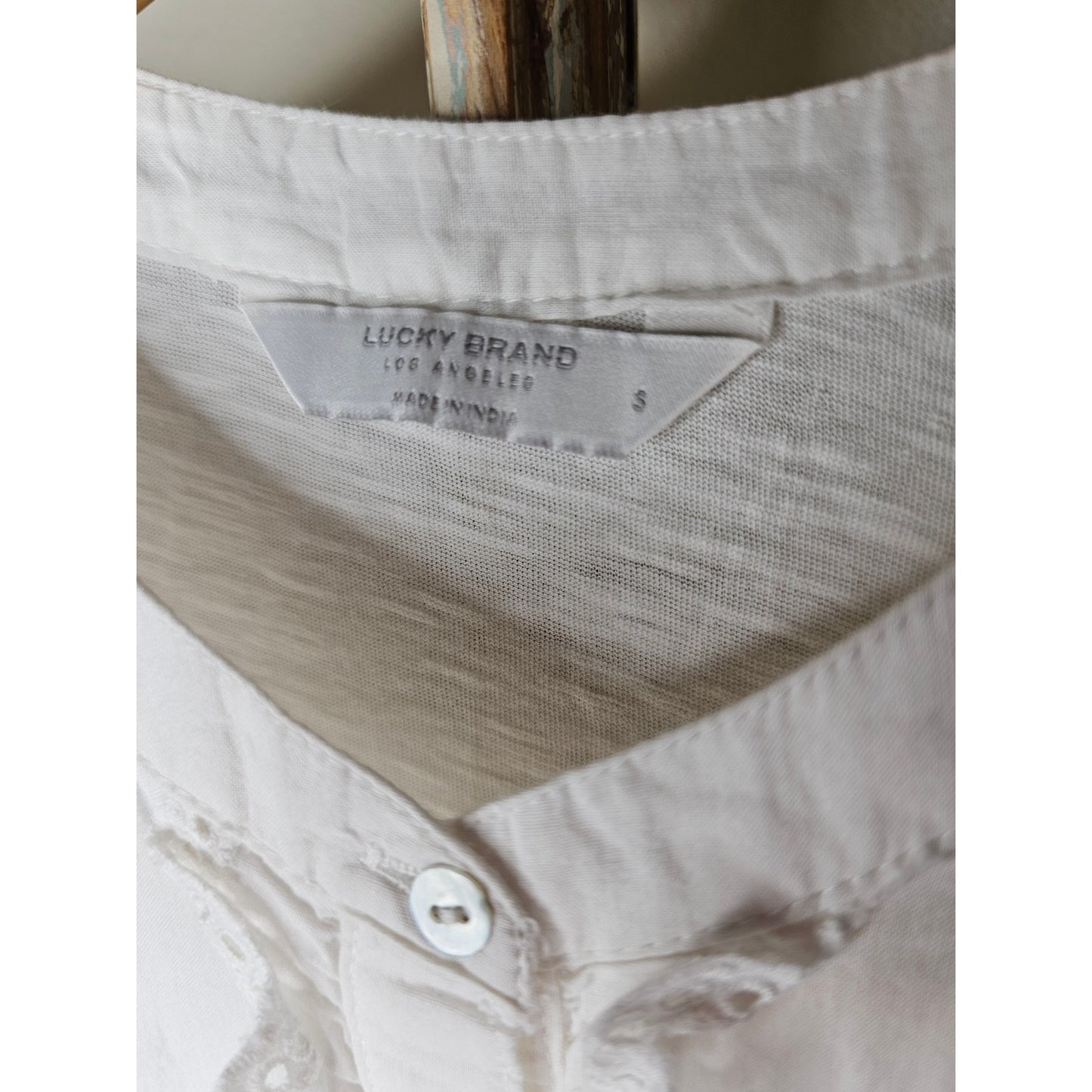 NWT Lucky Brand White Ruffle Button Front Top Ladies size Small