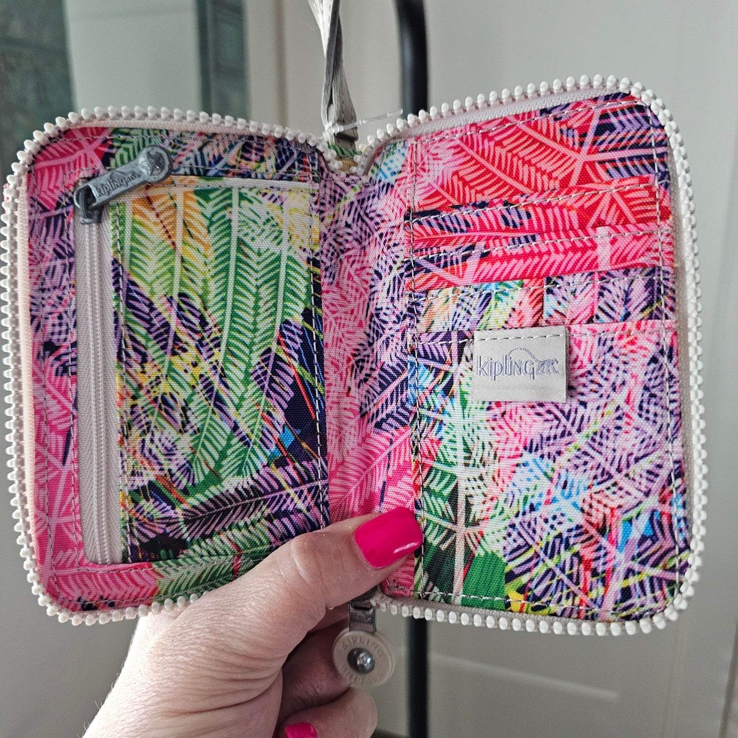 NWT Kipling Wristlet Wallet with Gorilla Keychain Bright Floral Nylon