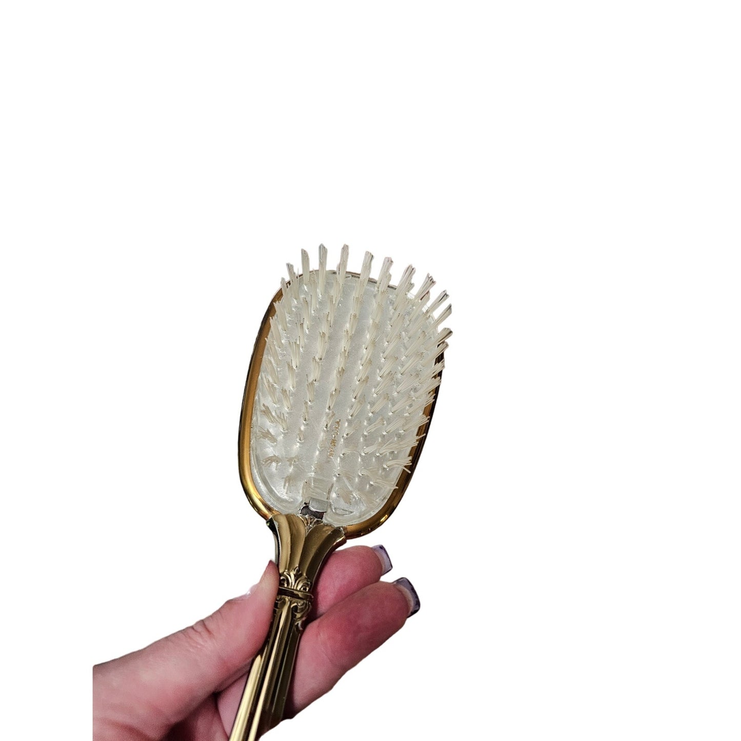 Vintage 60's Matching Mirror, Brush & Comb Vanity Set Gold & Silver