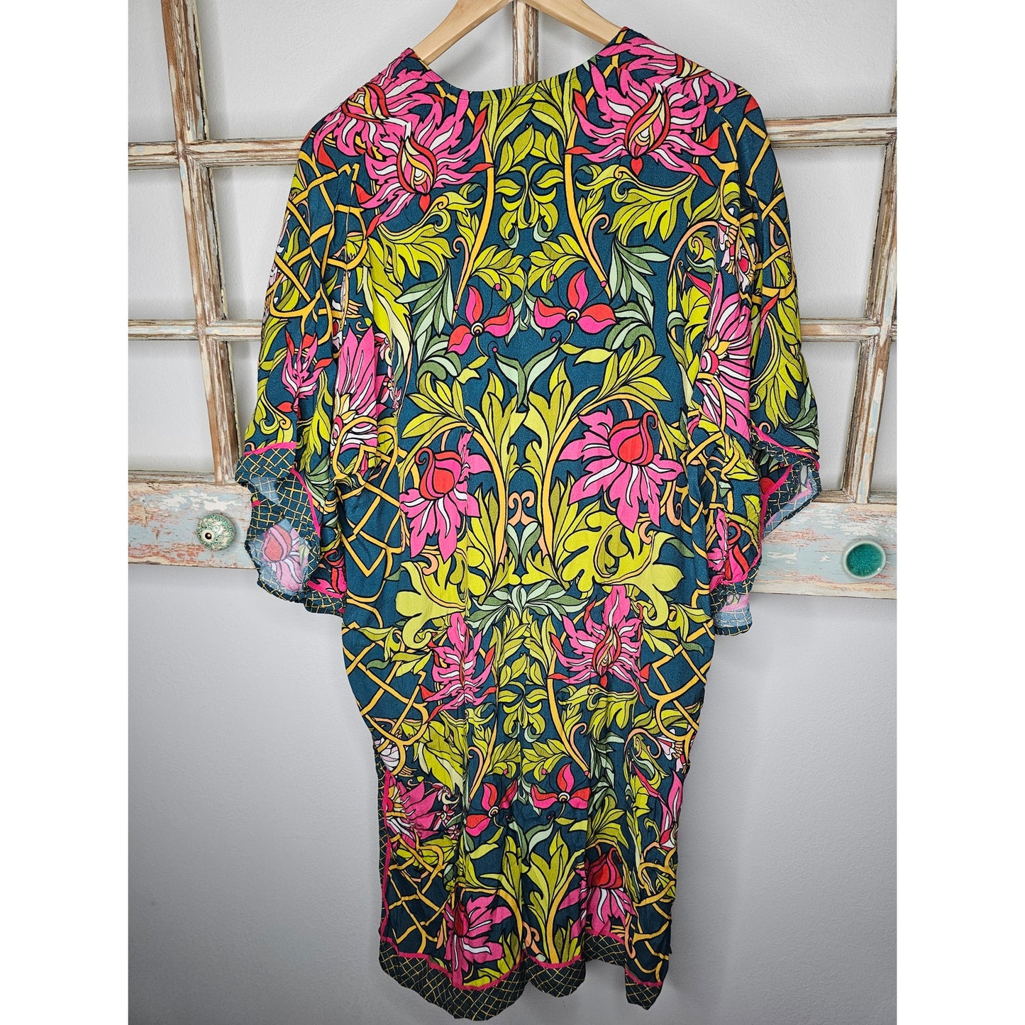 Anthropologie Bl^nk One Size Vibrant Whimsy Floral Kaftan