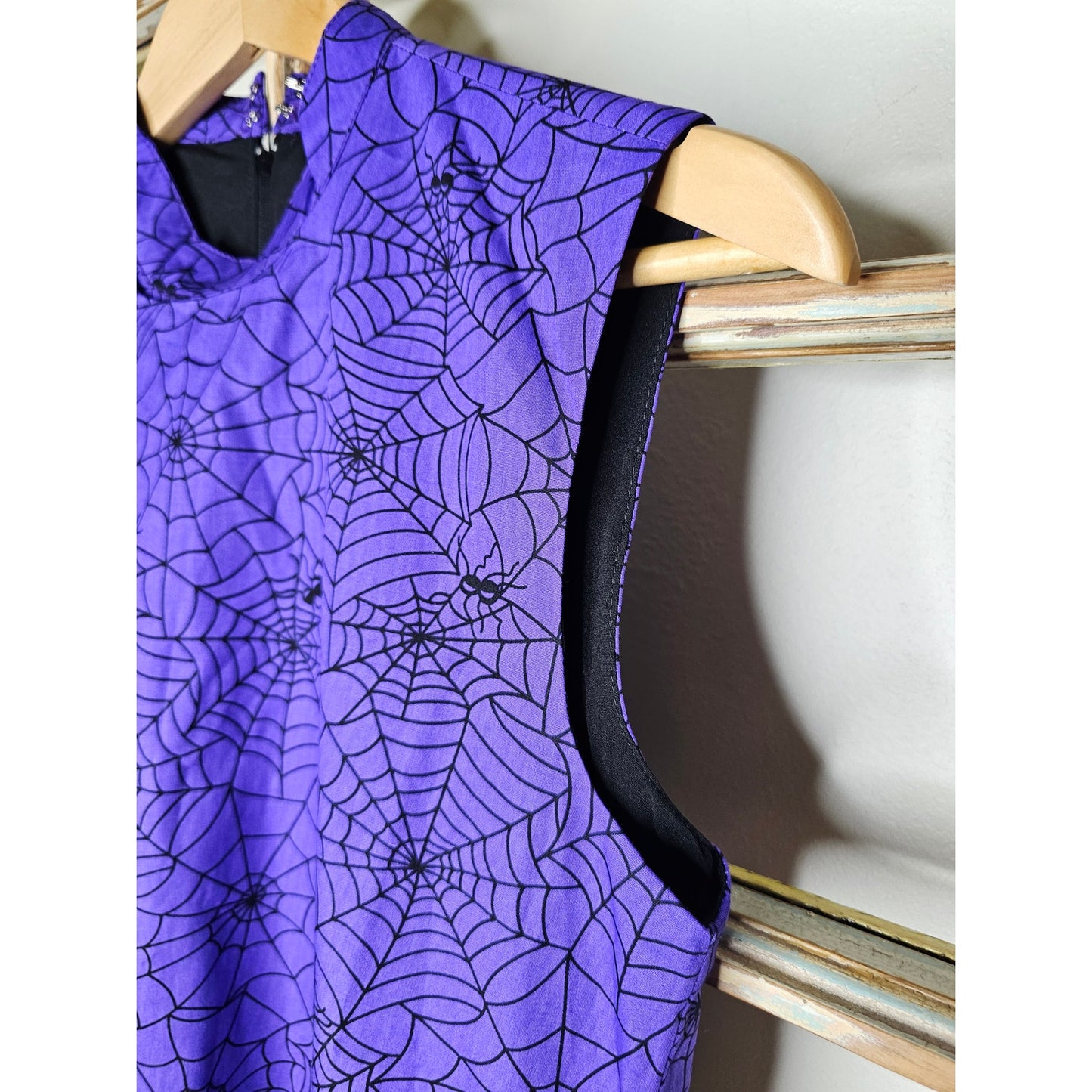 NWT Magnolia Place Purple Black Spiderweb Hallowen Mini Gogo dress size Small