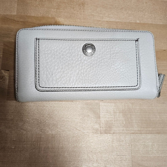 COACH Full Leather White Zip Around Full Size Wallet