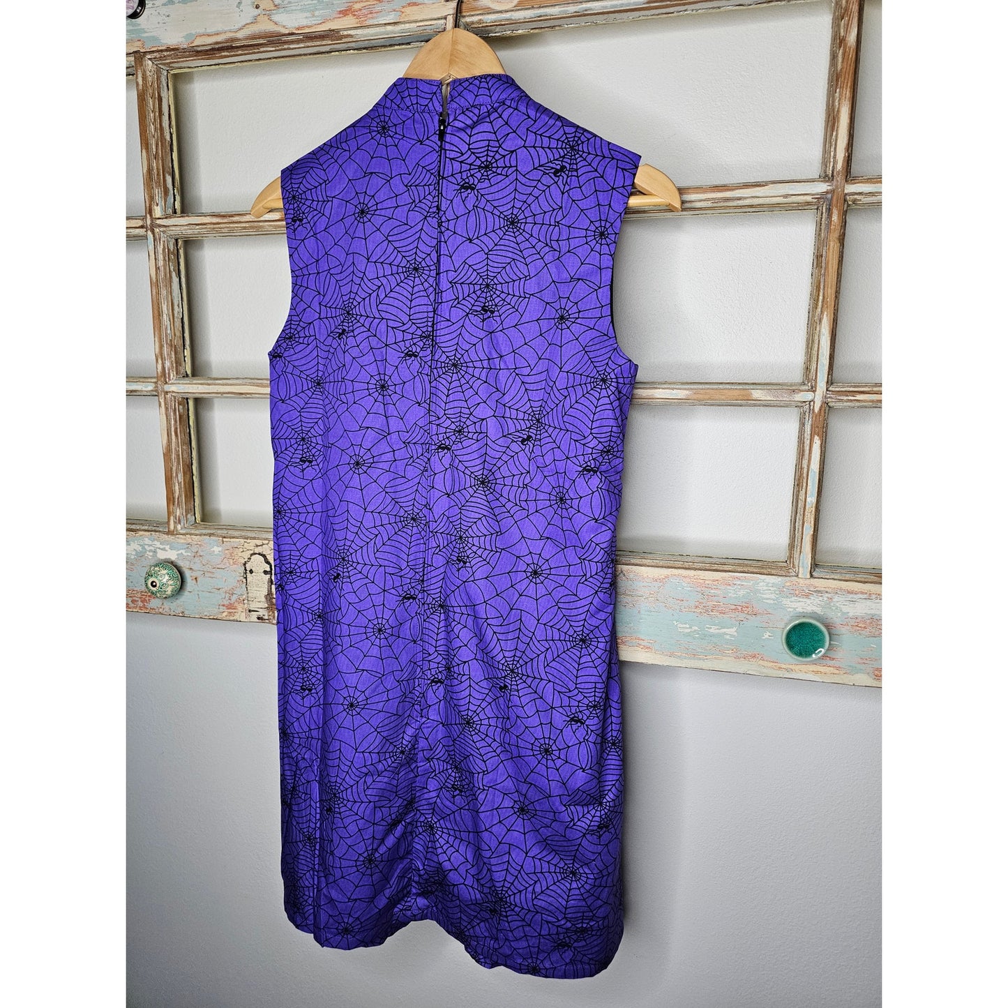 NWT Magnolia Place Purple Black Spiderweb Hallowen Mini Gogo dress size Small
